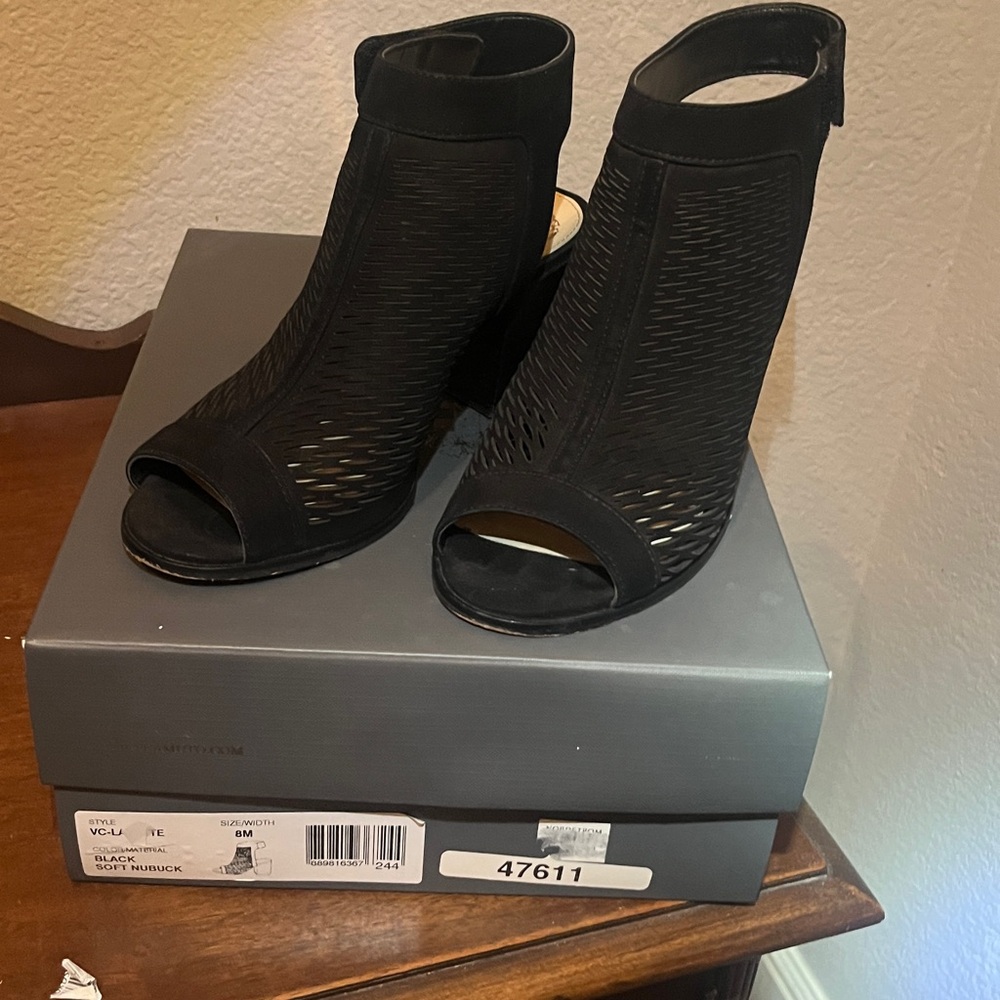 Black Peep-Toe Ankle Boots vince camuto- size 8 like new
